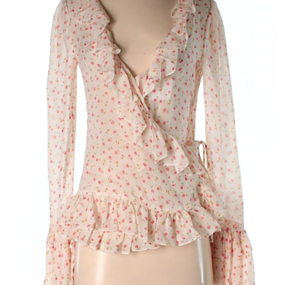 D&G Dolce & Gabbana Long Sleeve Silk Top - Picture 1 of 2